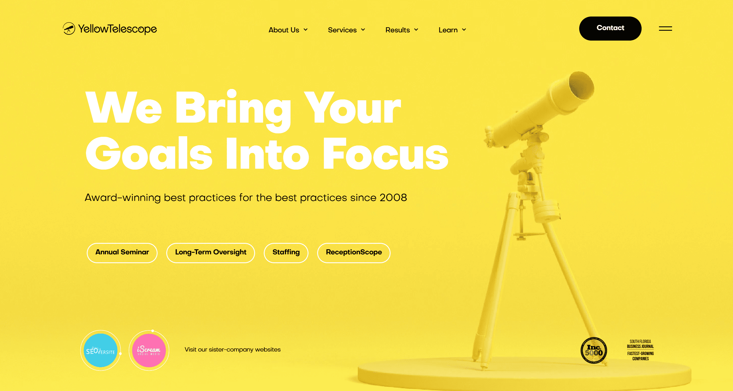 An innovation related yellow website layout