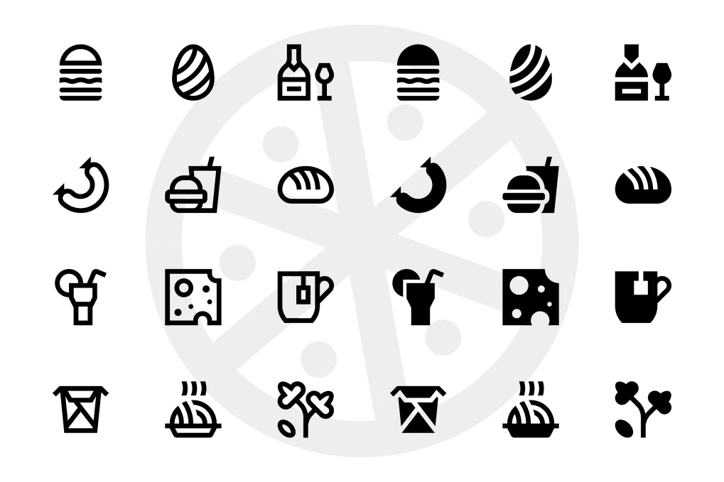 A set of food icons