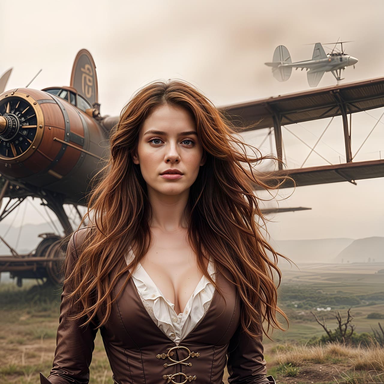 A woman in Steampunk era