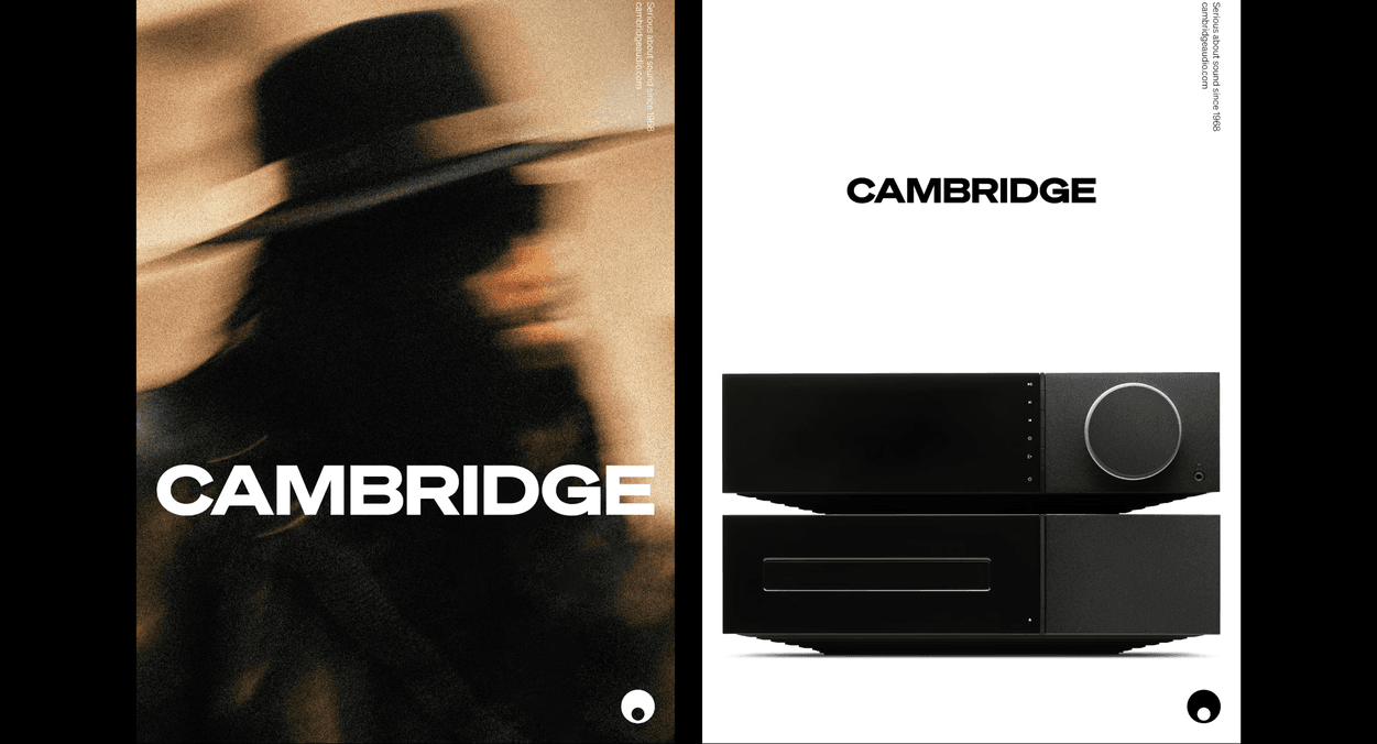 A Cambridge Audio logo and device