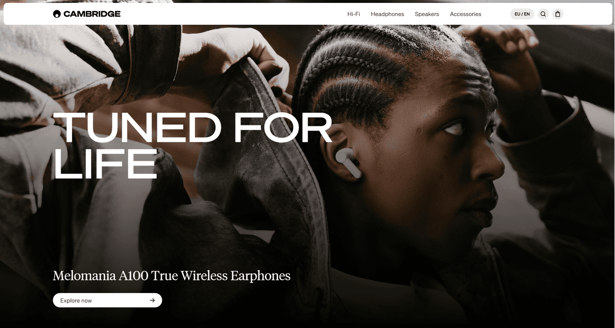 Cambridge Audio website layout