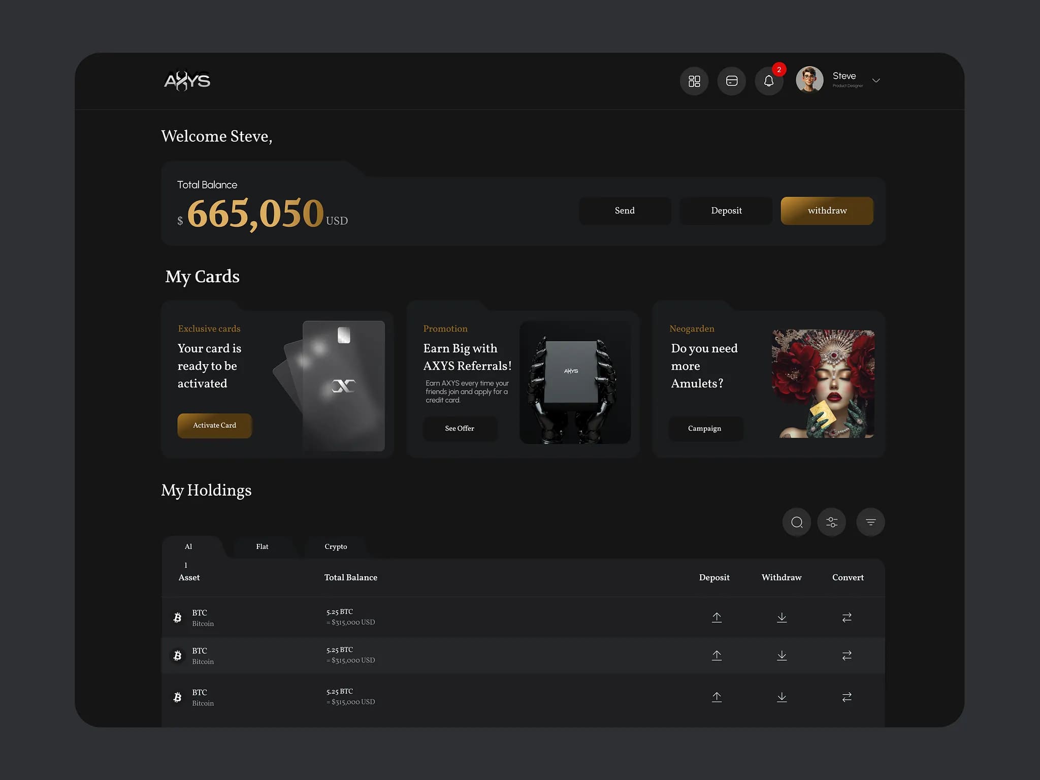 Crypto Dashboard Design