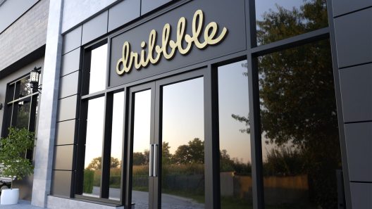 A Dribbble logo on building