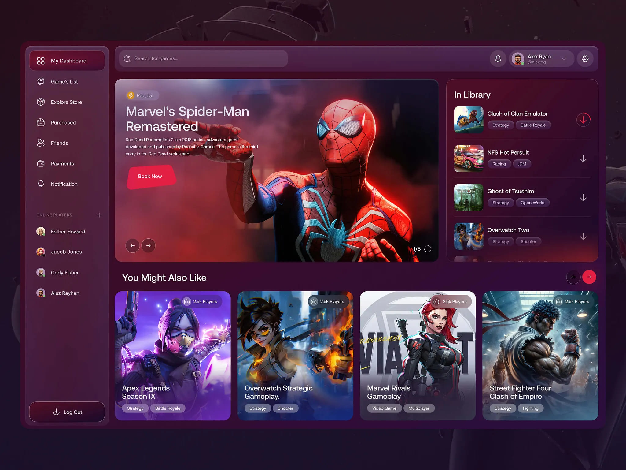 Game Dashboard Design