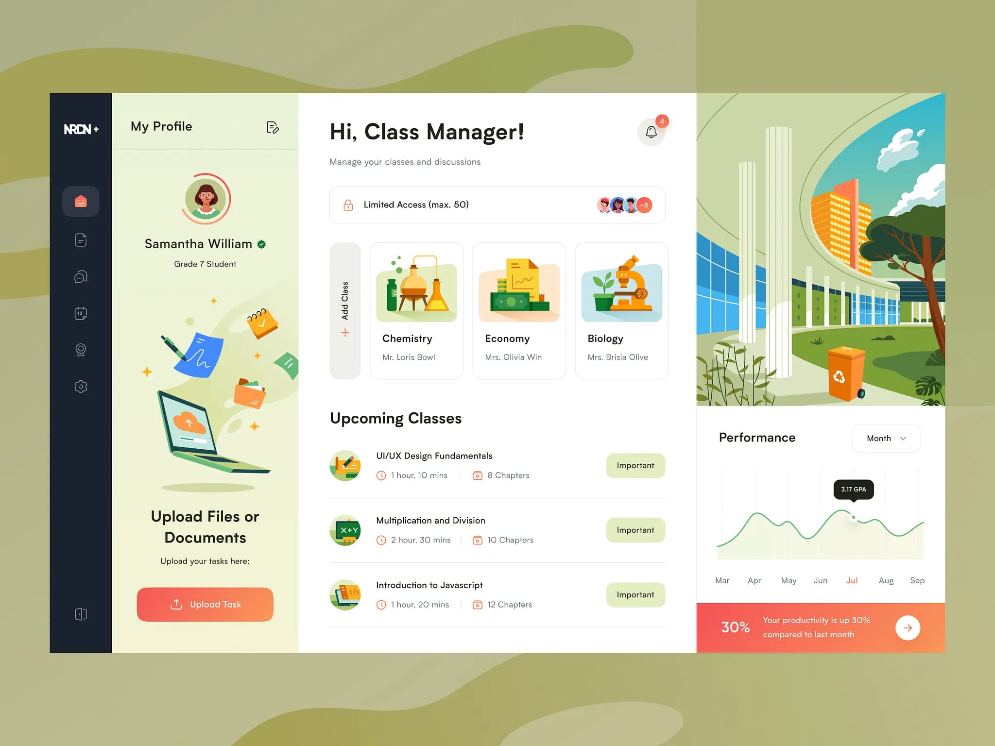 Virtual School Dashboard Design