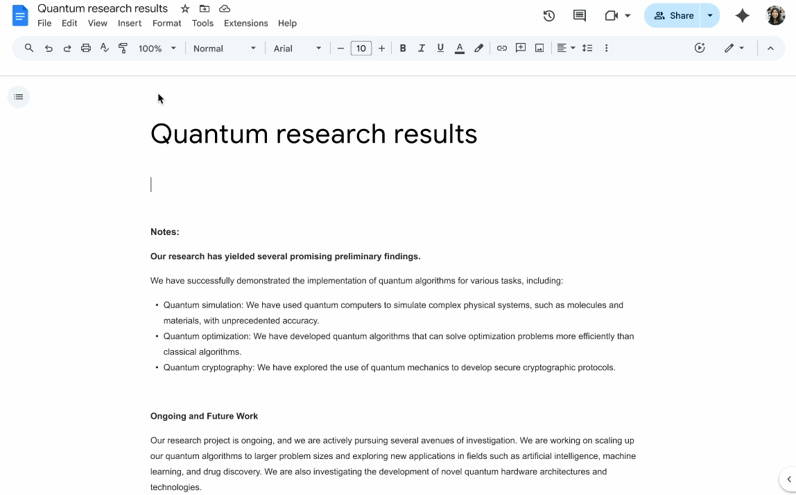 Google docs showcase