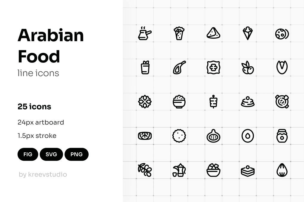 An Arabian food line icons