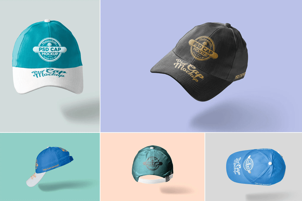 A baseball cap mockup set