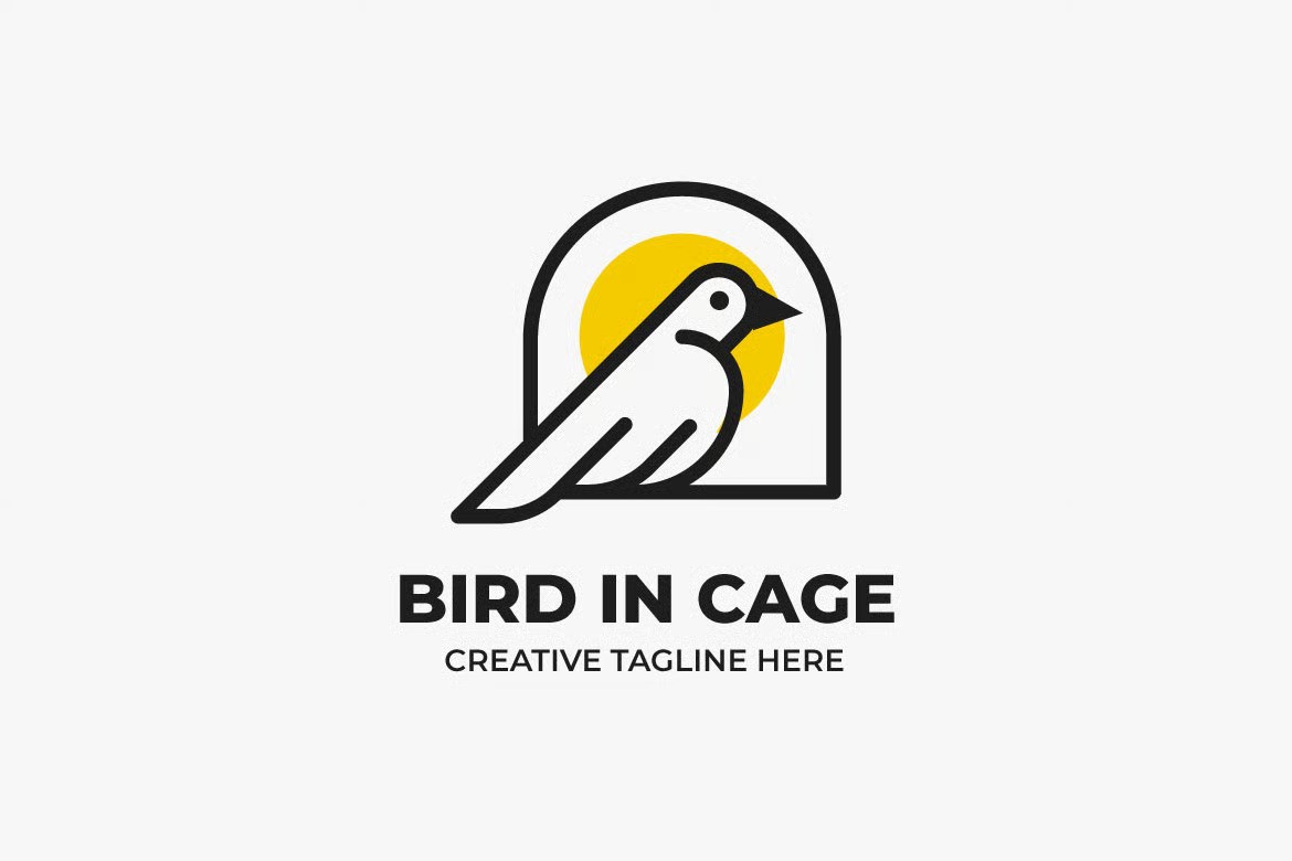 A bird in cage monoline logo template