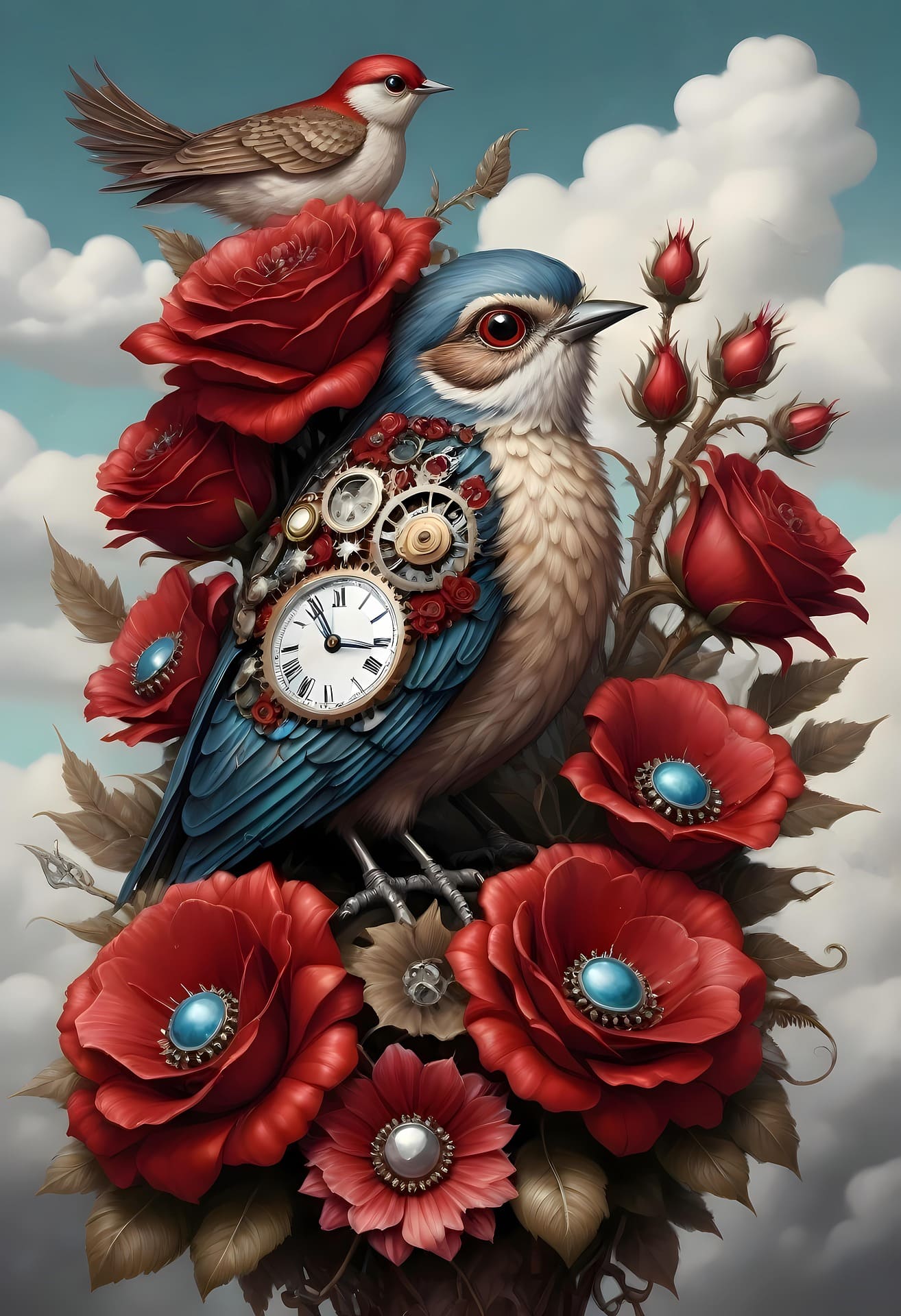 A birds with flowers