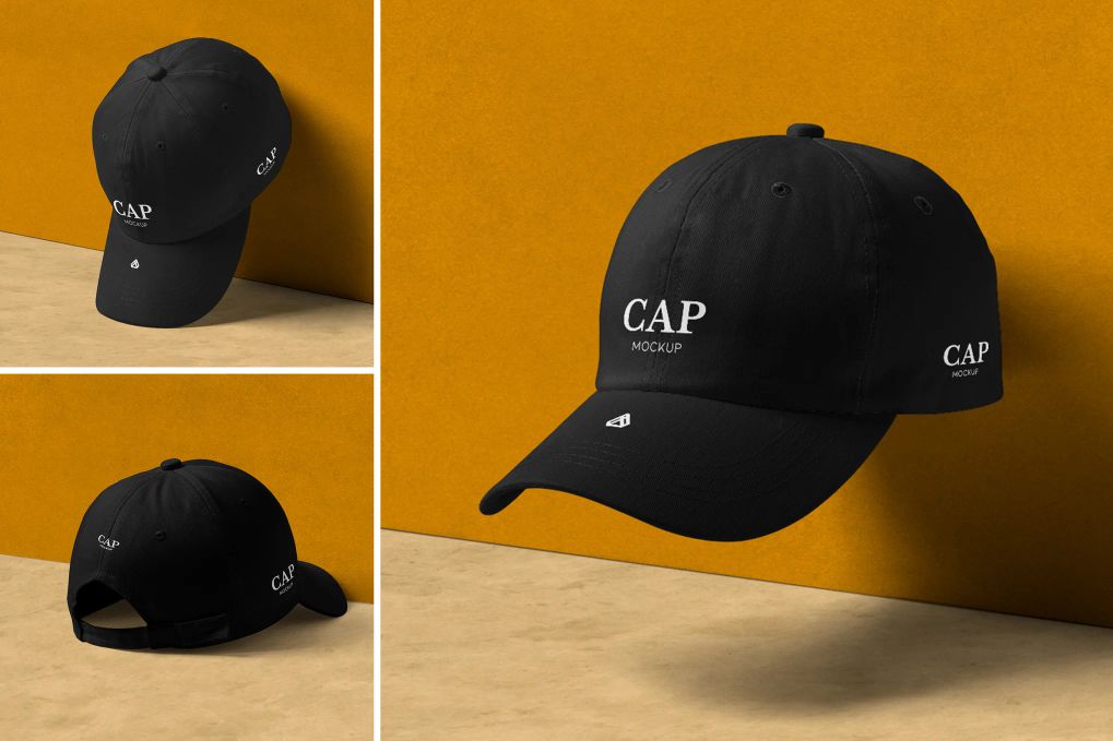 A baseball cap mockup in black