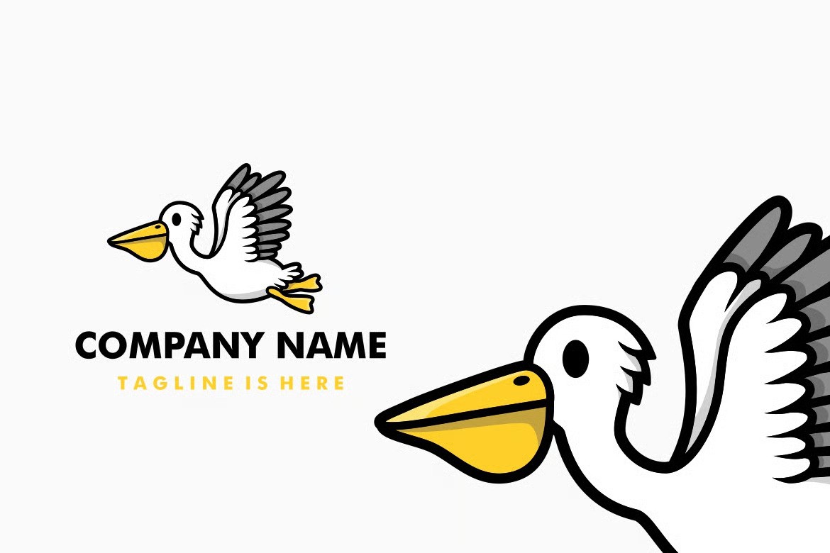 A cute pelican cartoon logo template