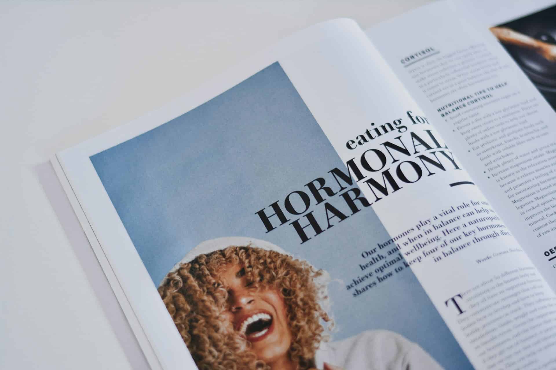 An open magazine on table