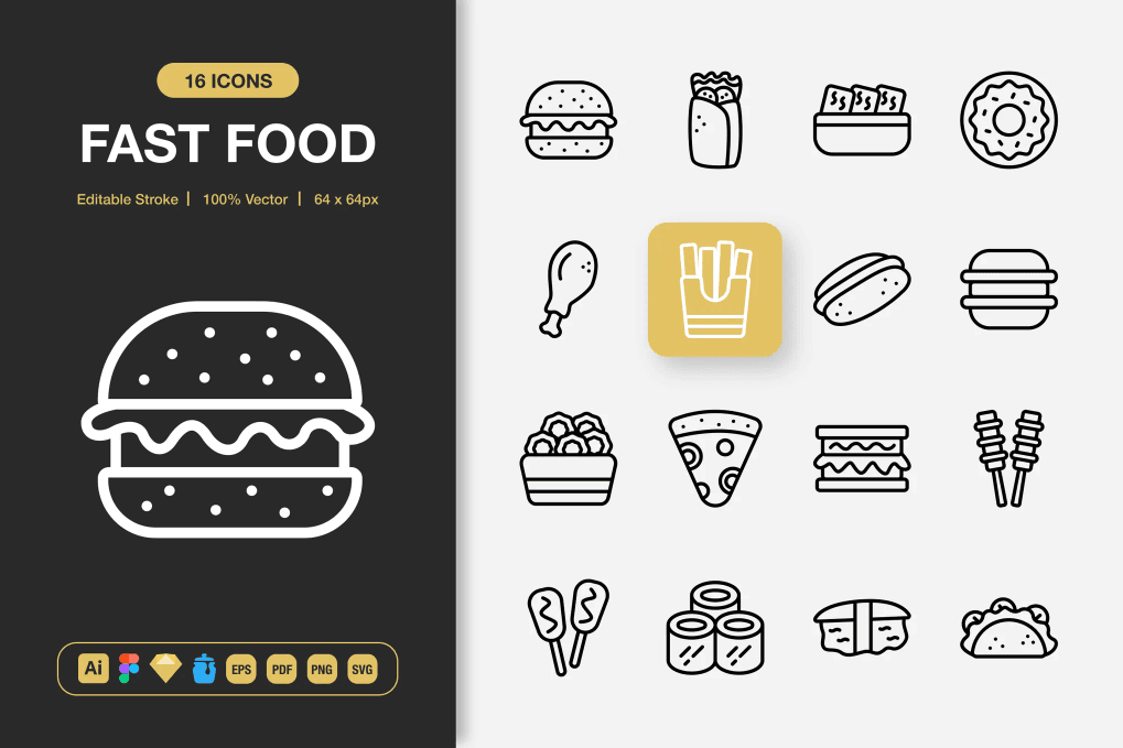A fast food icons collection