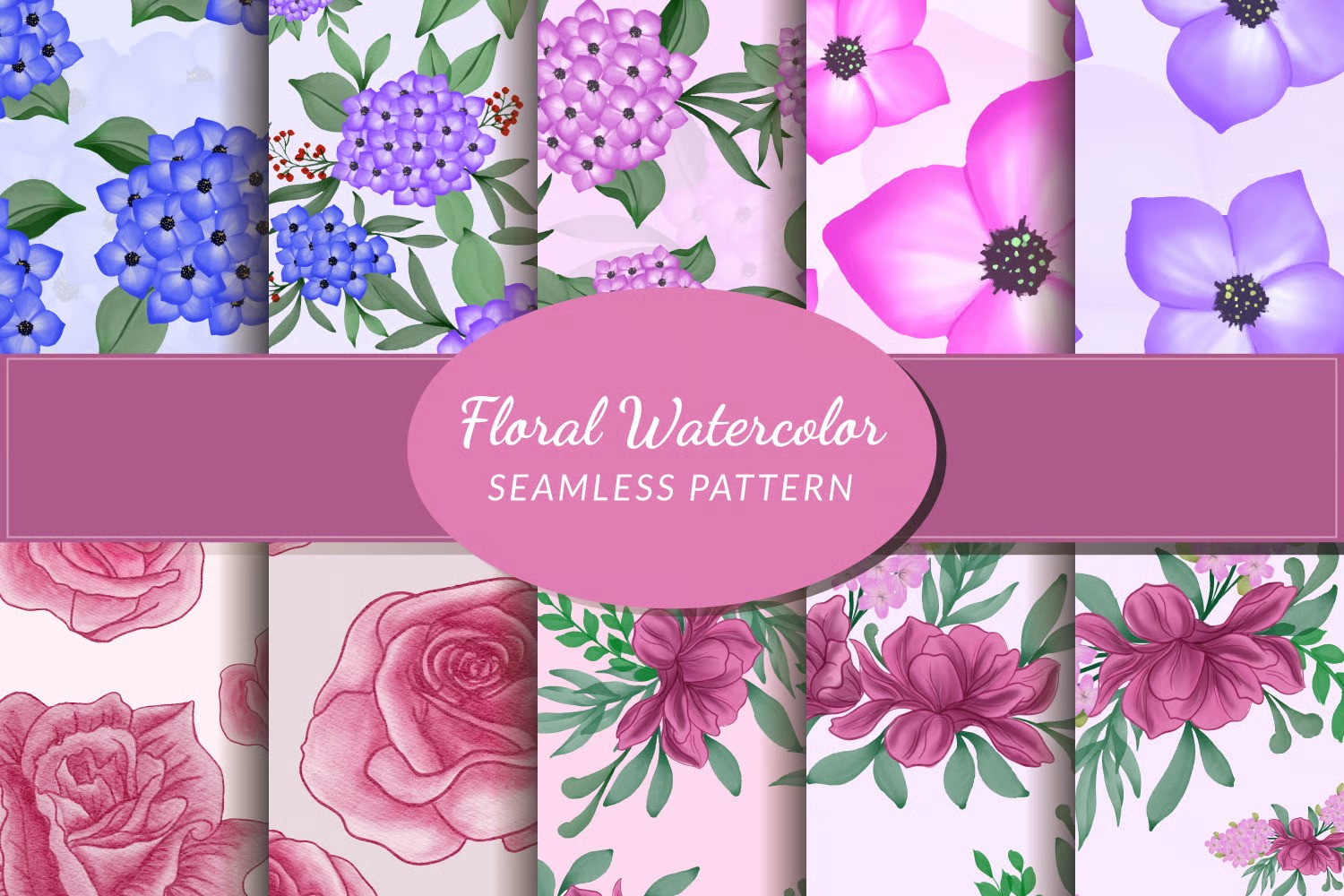 A flower watercolor pattern bundle