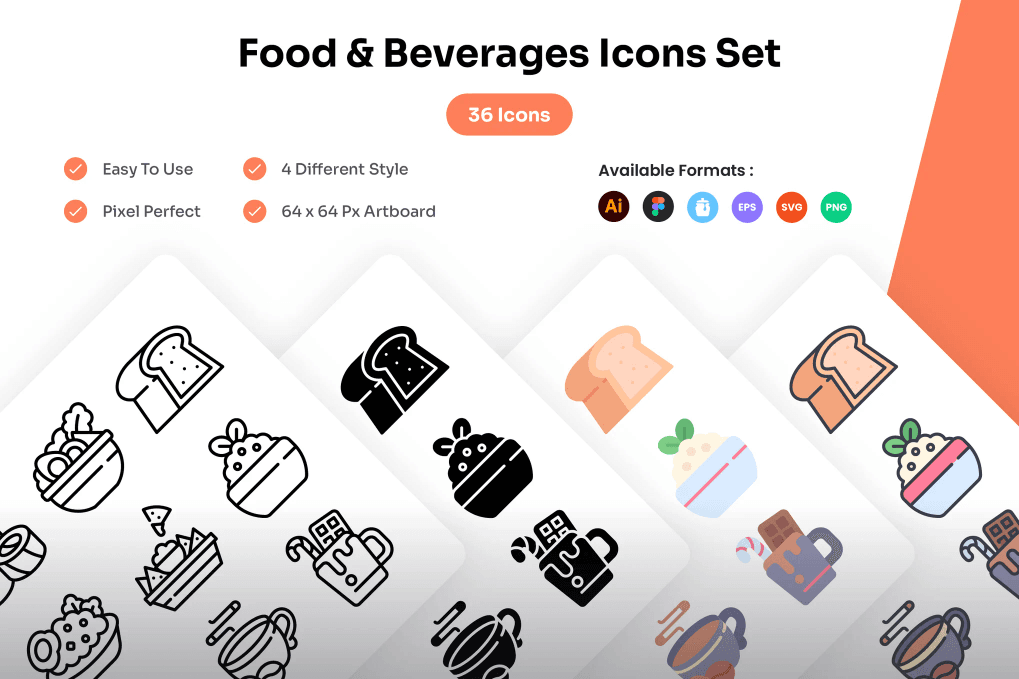 A food and beverages icons set