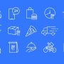 Food delivery line icons