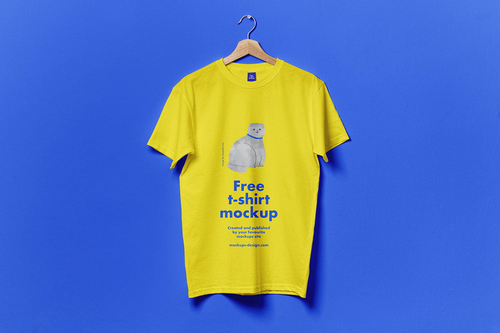A free hanging t-shirt mockup