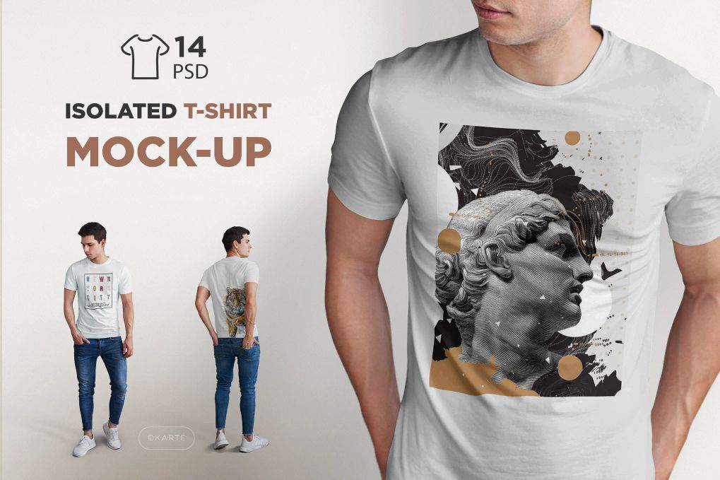 An isolated t-shirt mockup set