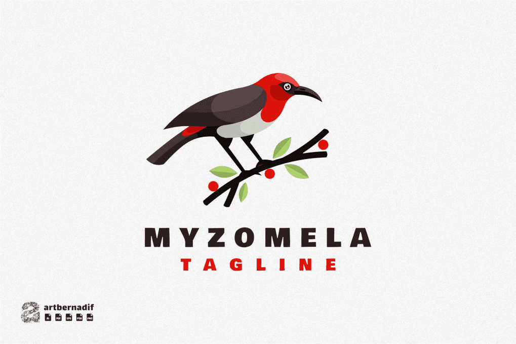 A myzomela bird mascot logo template