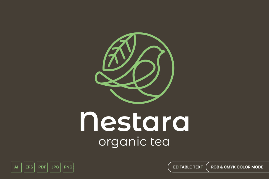 A bird and leaf logo template