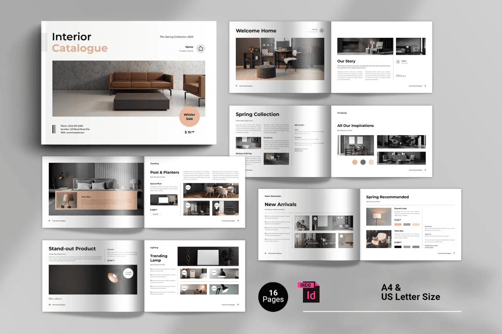 An interior catalogue brochure template landscape