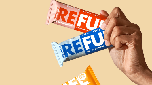 Refuel protein bars in hand