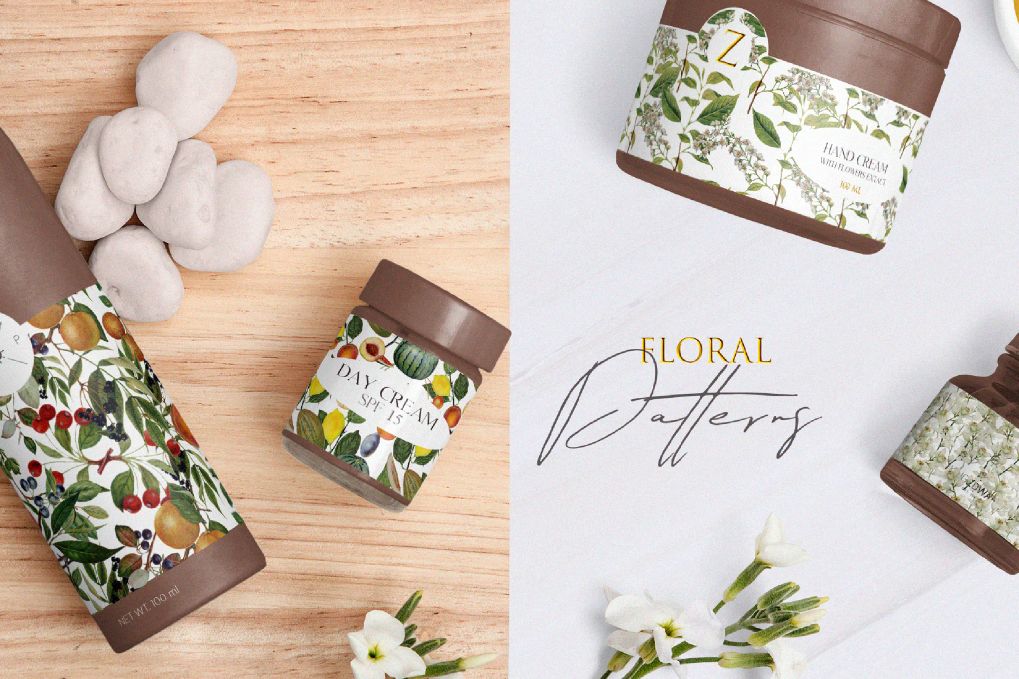 A seamless vintage botanical patterns