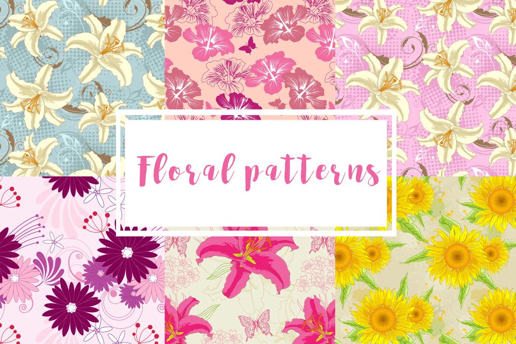 A set of floral seamless patterns