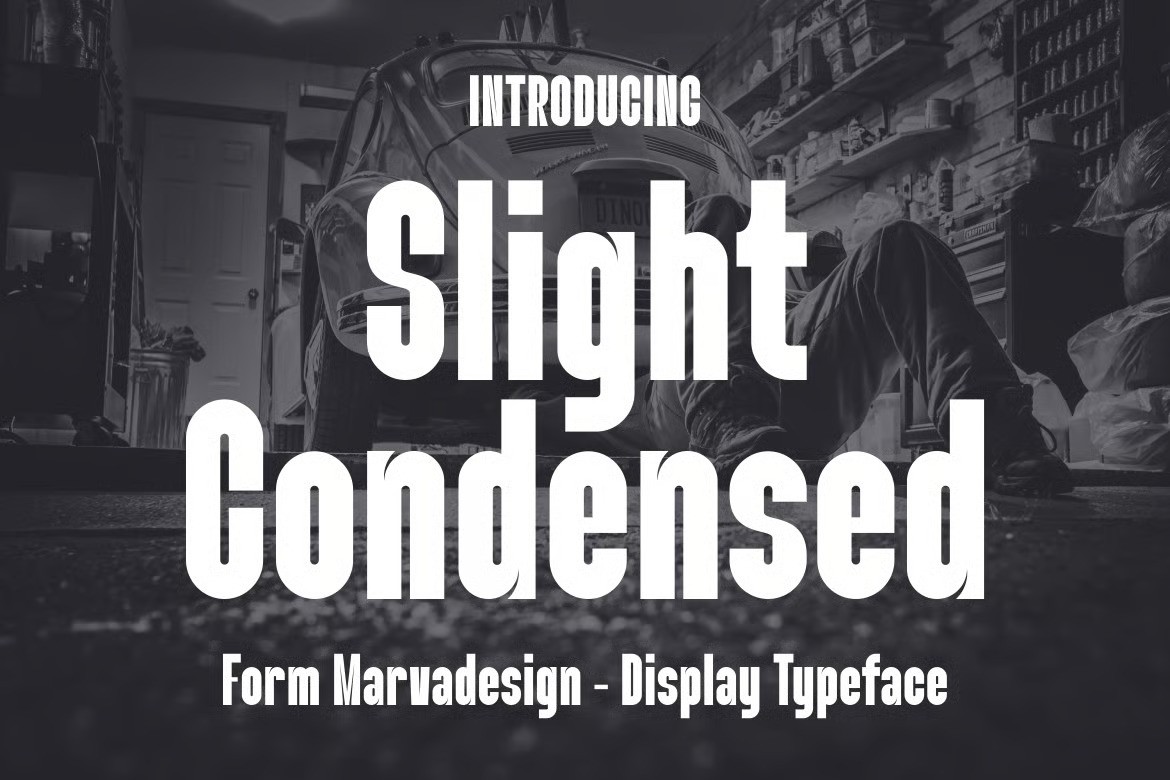 A condensed display typeface