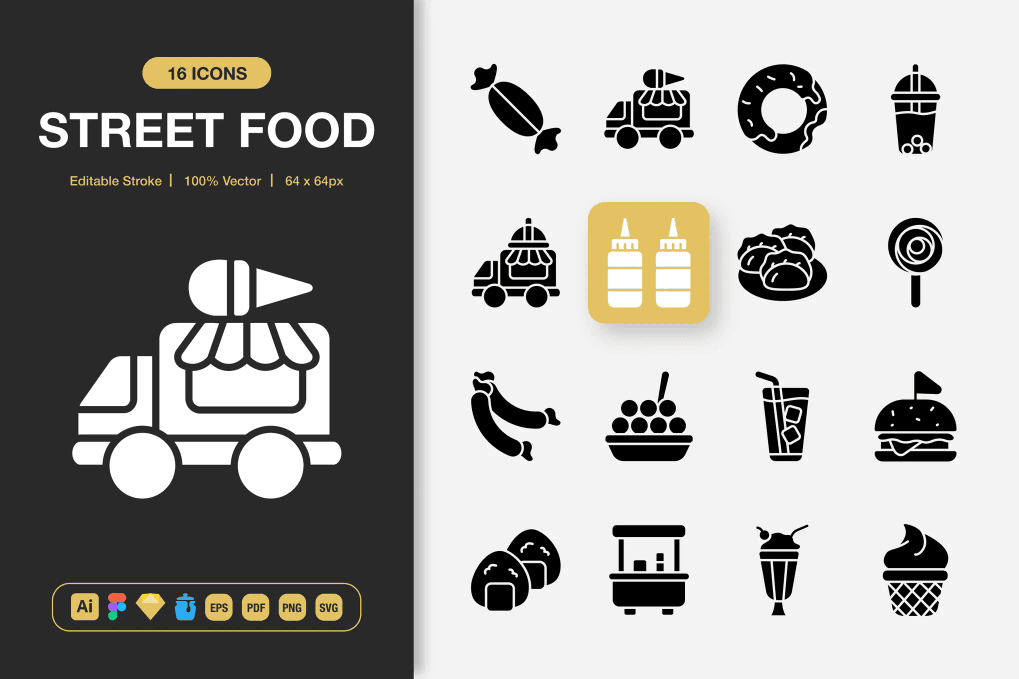 A street food solid icons