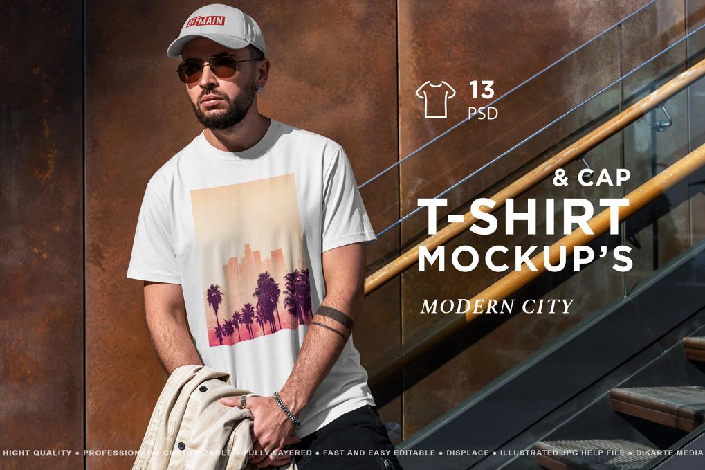 A t-shirt and cap mockup set