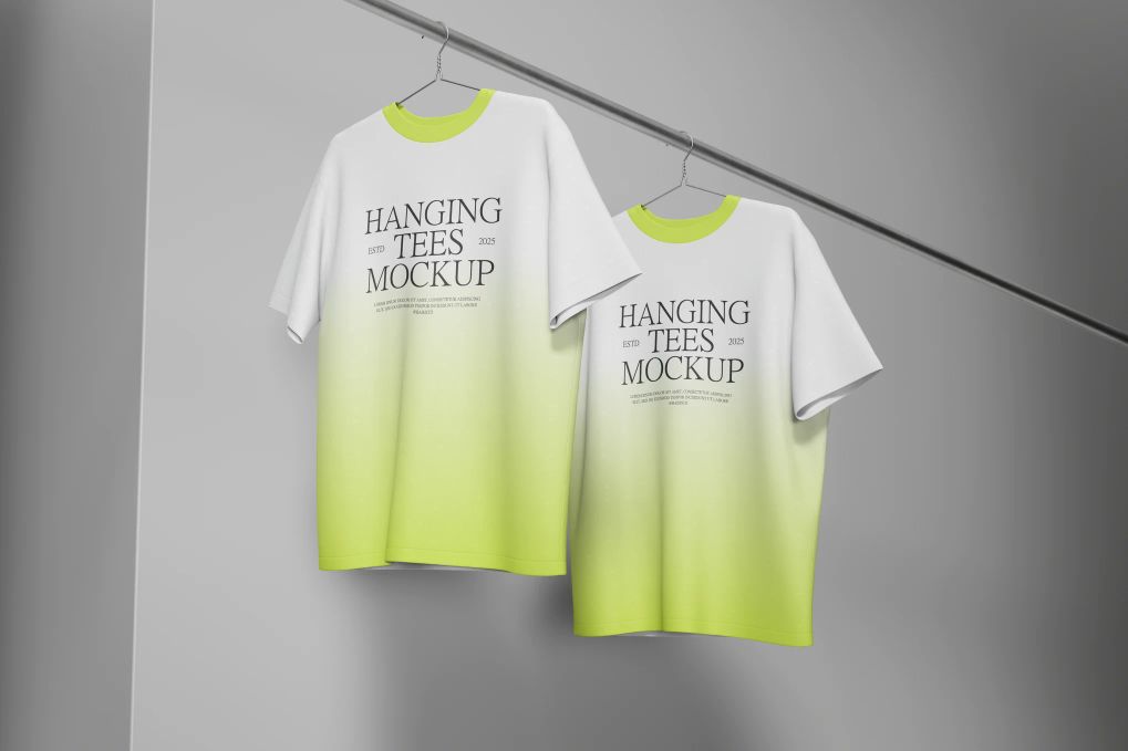 A hanging t-shirt mockup