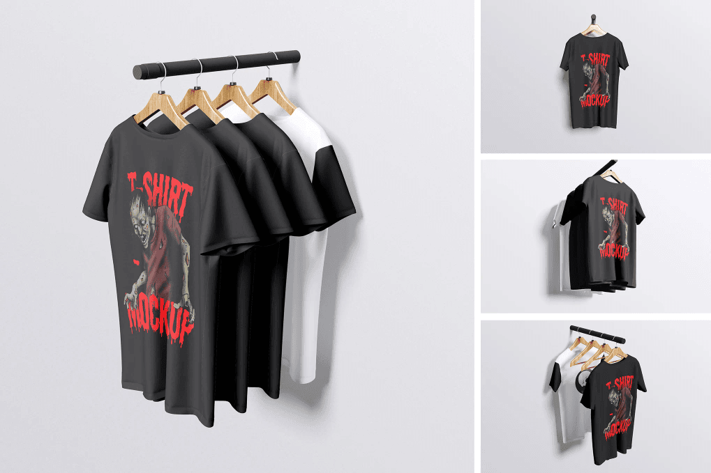 A t-shirts on hangers mockup
