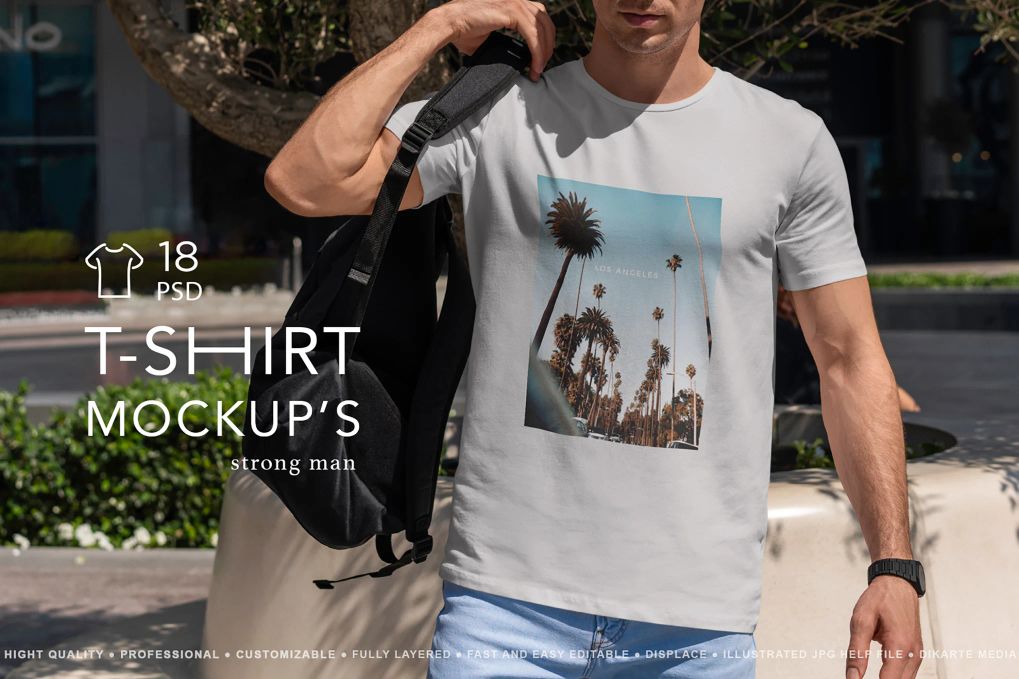A t-shirt mockup collection of strong man