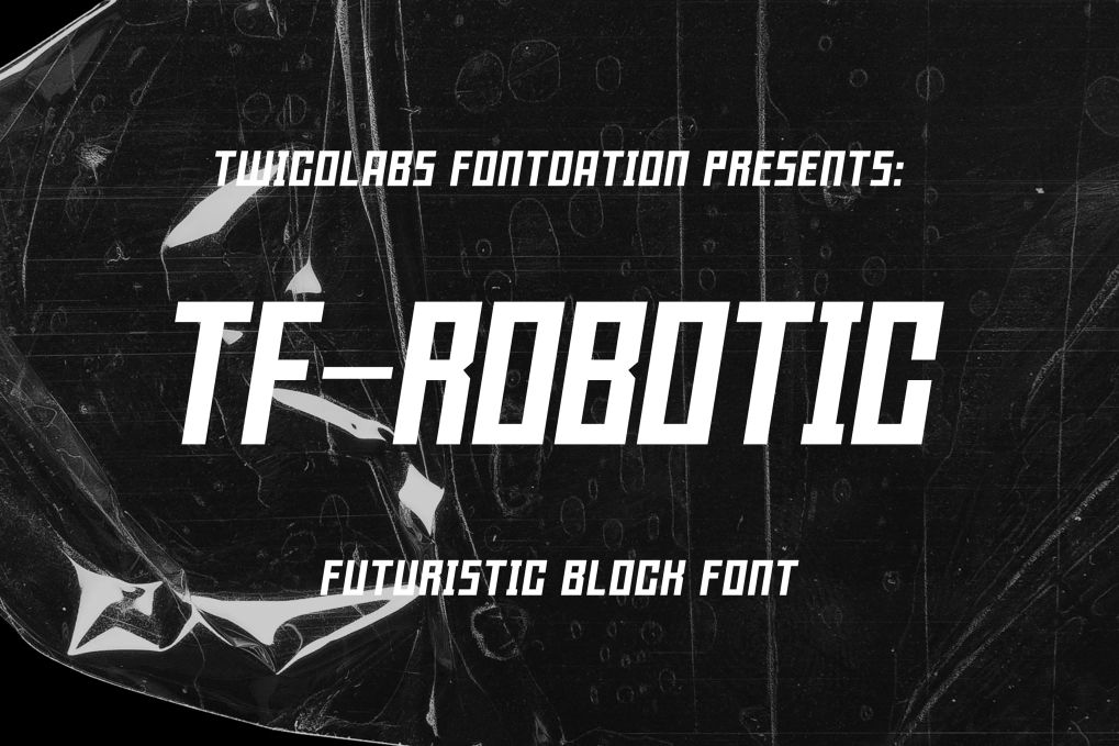A decorative condensed robotic font