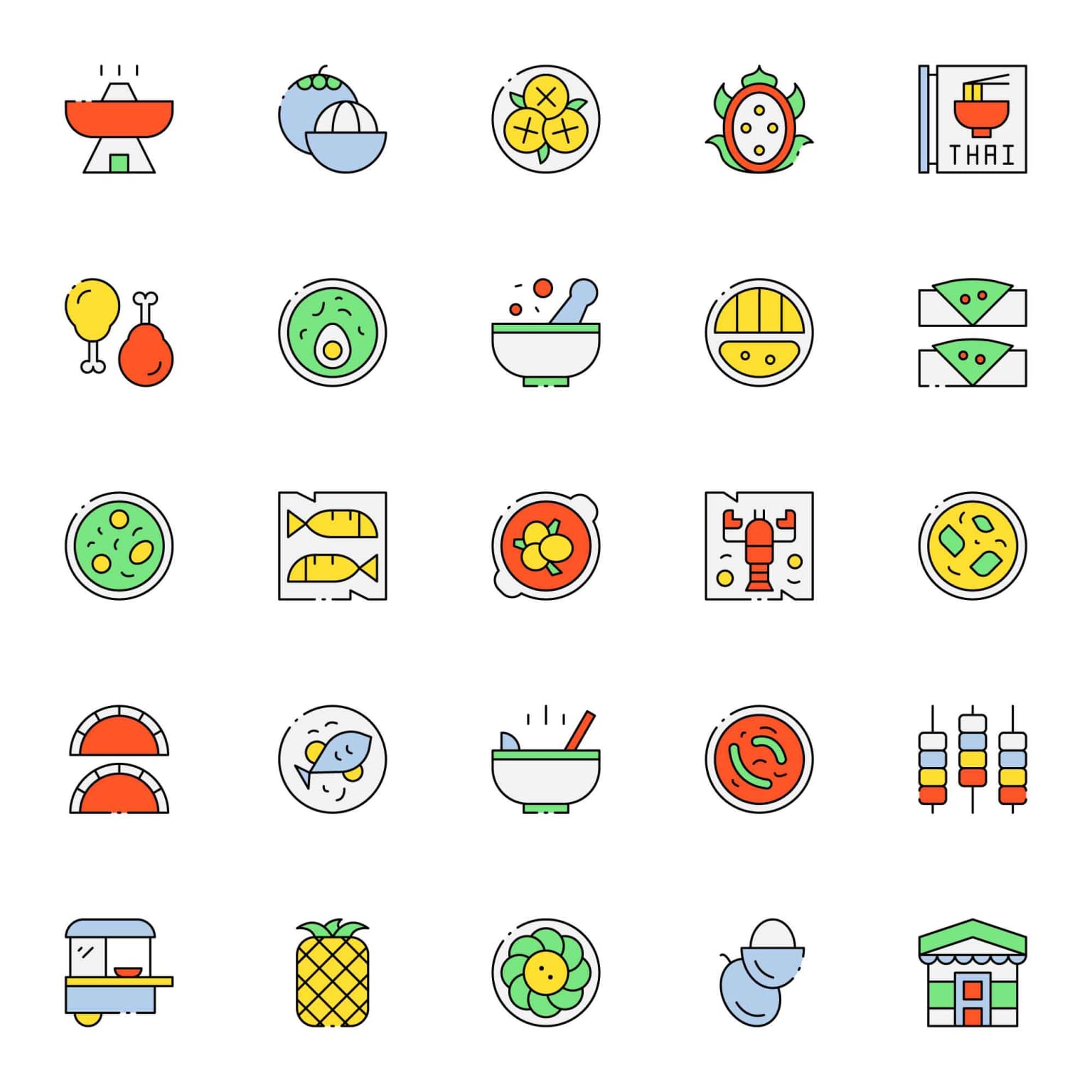 A free Thai food icons