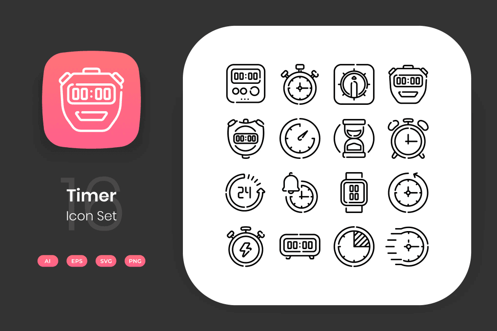 A timer icon set