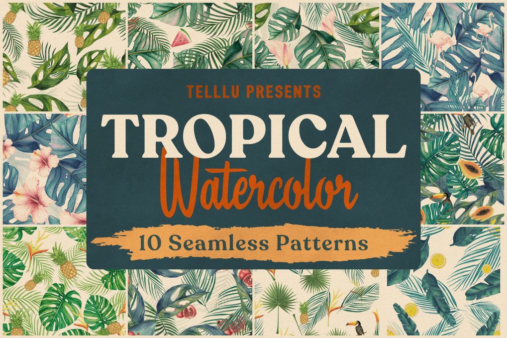 A tropical watercolor seamless patterns