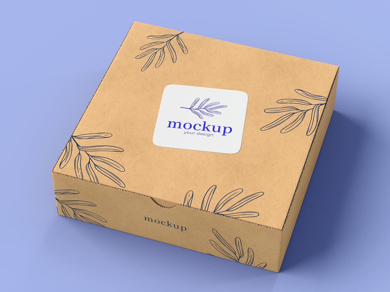 A free cardboard box with sticker mockup