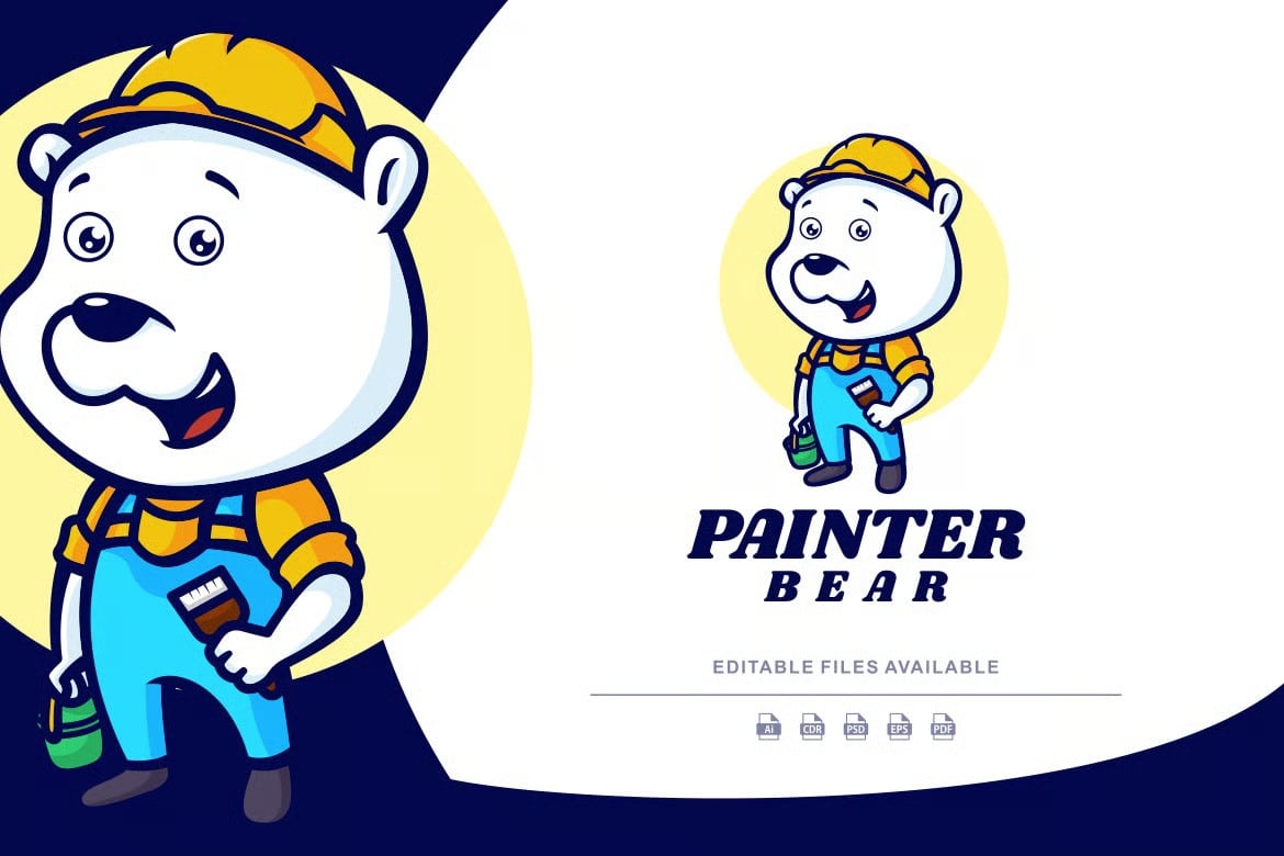 A painter bear cartoon character logo