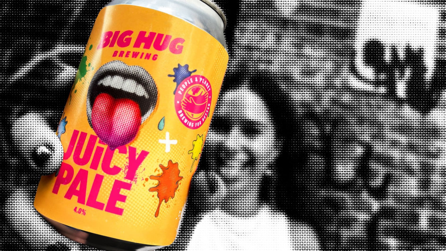 Woman holding Big Hug beer can