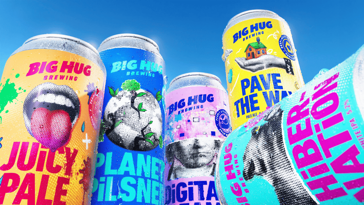 Big Hug beer cans
