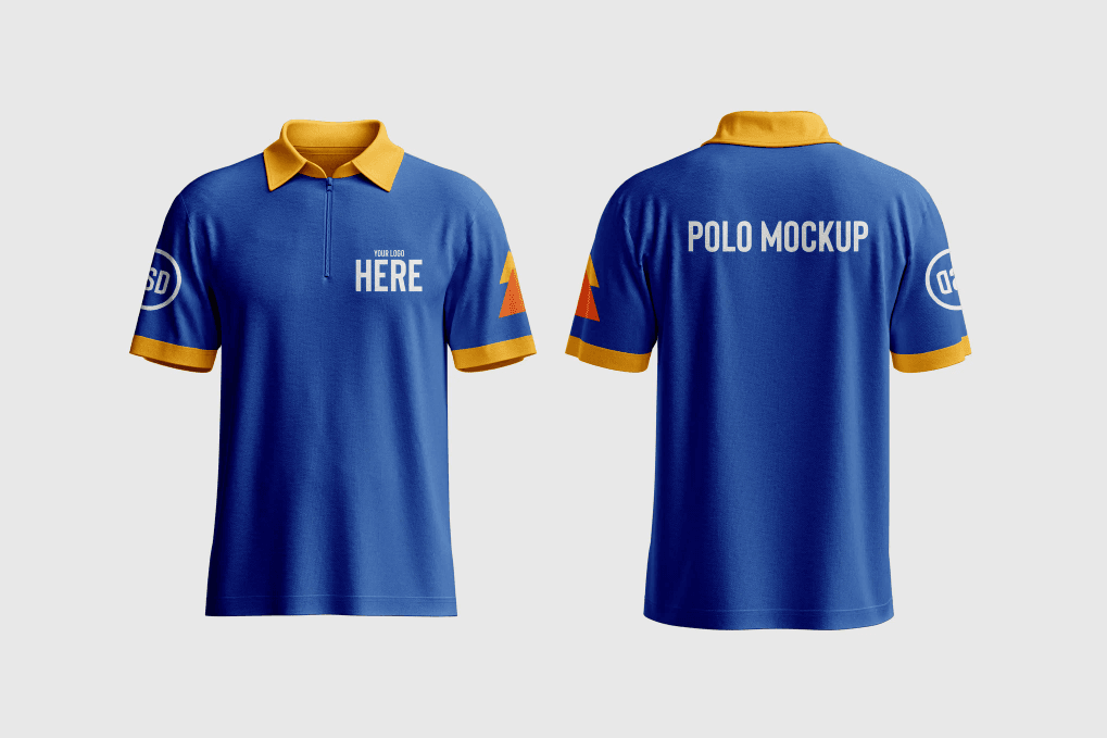 A blue polo shirt mockup