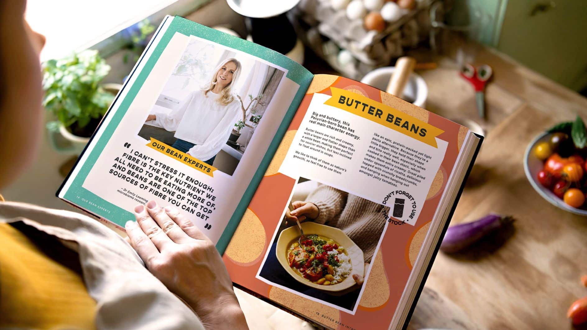 People reading the book about beans