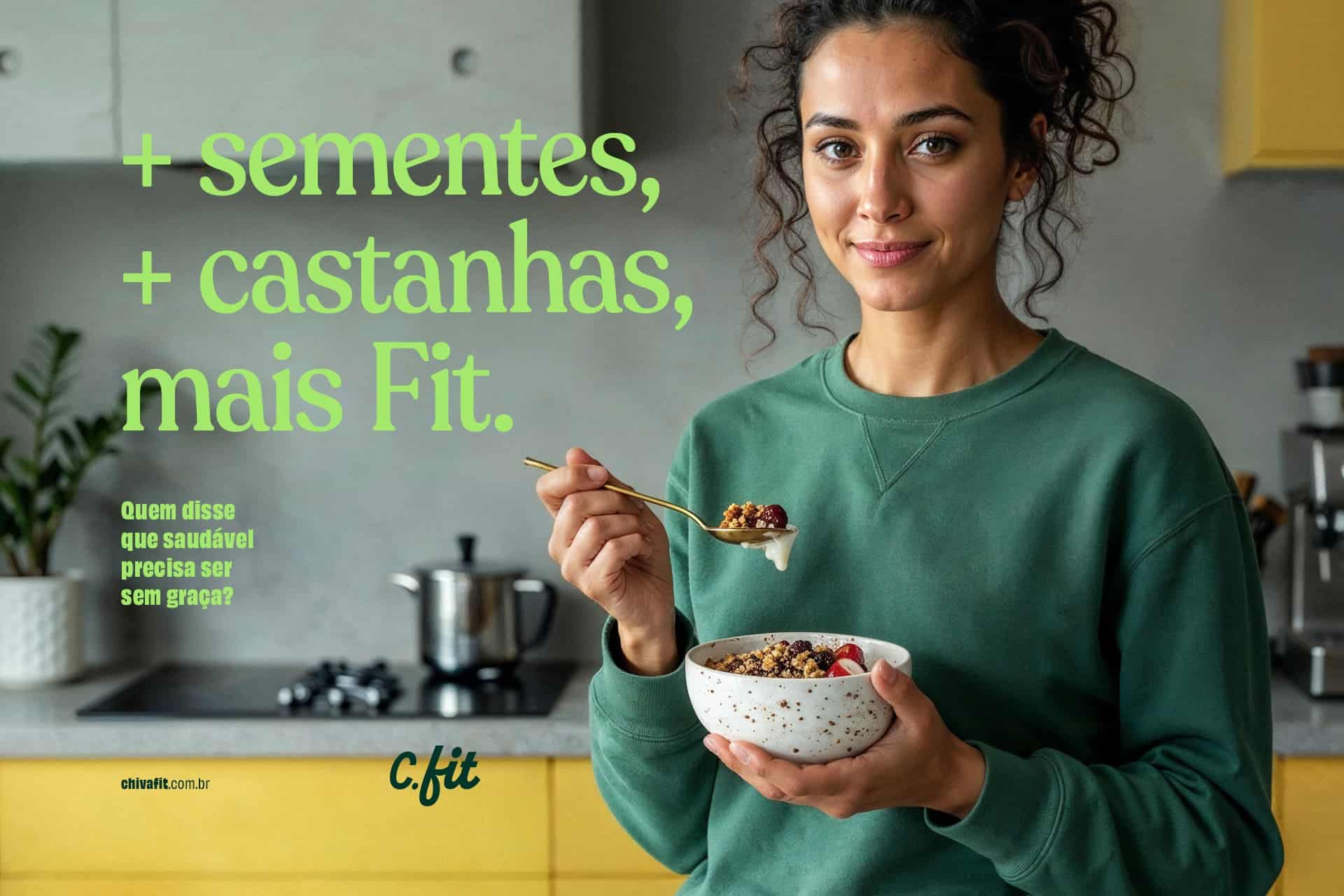 A woman eating Chiva Fit healthy food