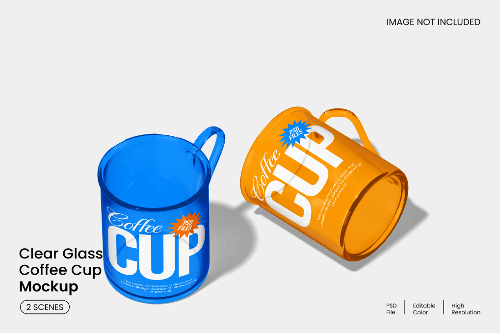 A clear glass cup mockup