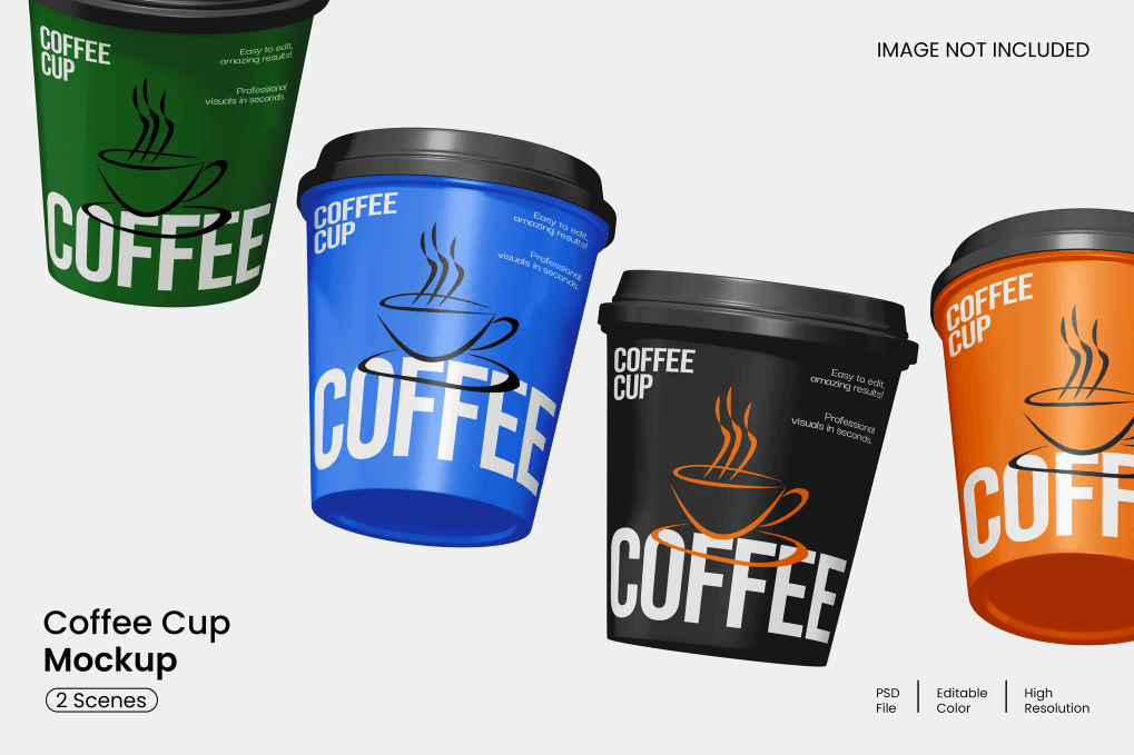 A floating coffee cup mockup
