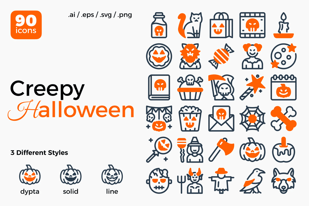 A creepy Halloween icon sets