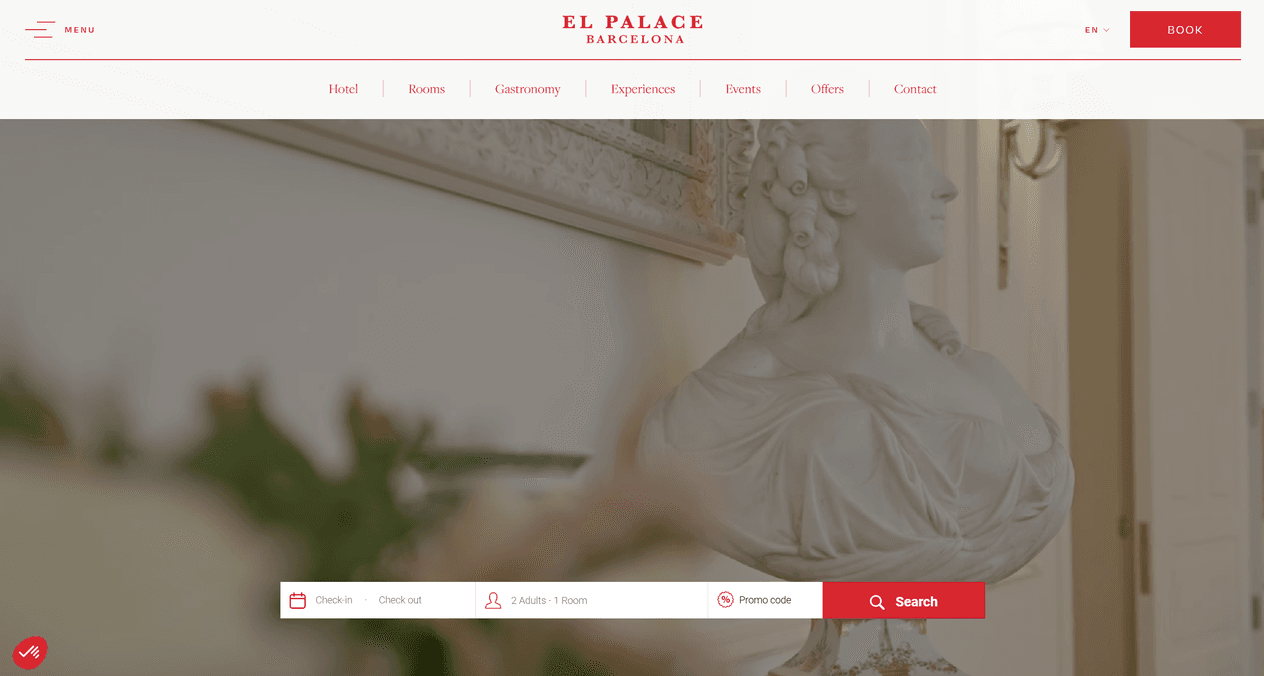 A minimal hotel website layout